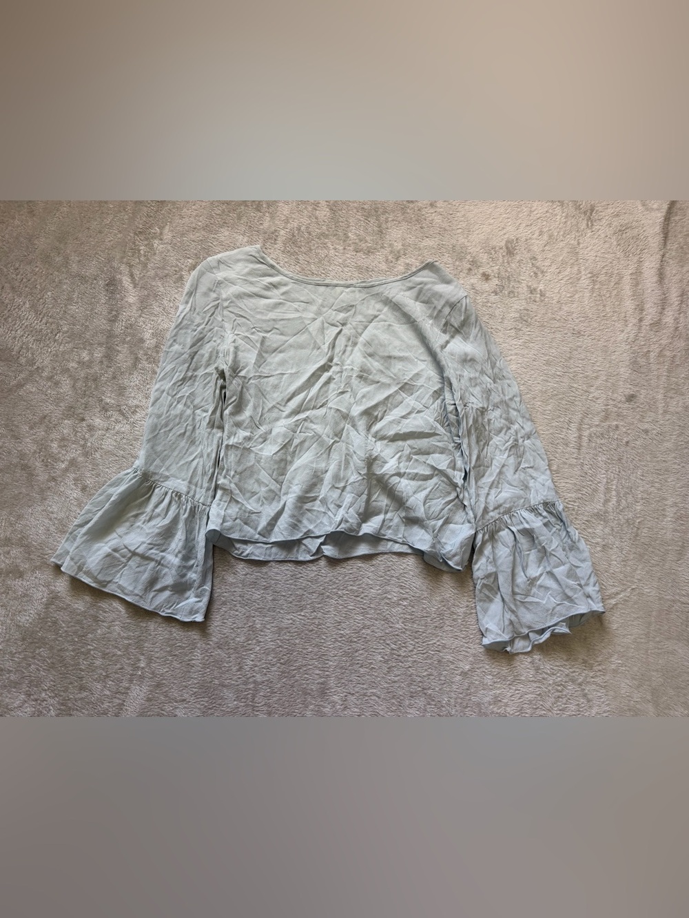 Babaton Pale Blue Bell-Sleeve Blouse